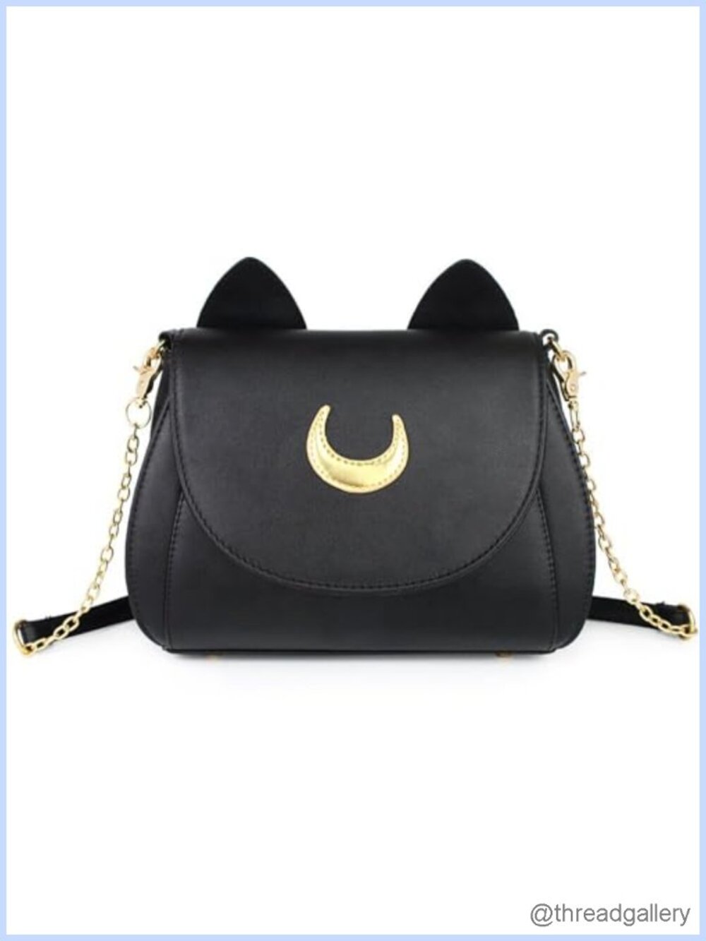PU Leather Crossbody Bag Quilted Satchel Cat Chain Strap Gothic Purse